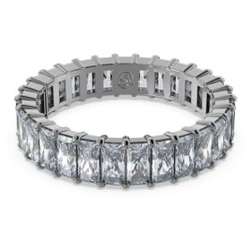 Anello Matrix con taglio baguette, grigio, placcato in rutenio