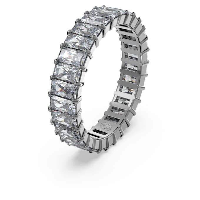 Anello Matrix con taglio baguette, grigio, placcato in rutenio Anello Matrix con taglio baguette, grigio, placcato in rutenio