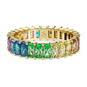Anello Matrix con taglio baguette, multicolore, placcato oro