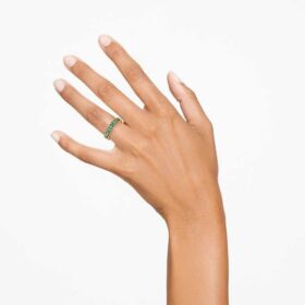 Anello Matrix con taglio baguette, verde, placcato oro