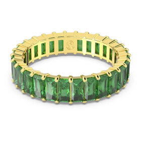 Anello Matrix con taglio baguette, verde, placcato oro