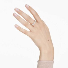 Anello Matrix con taglio ovale, bianco, placcato oro