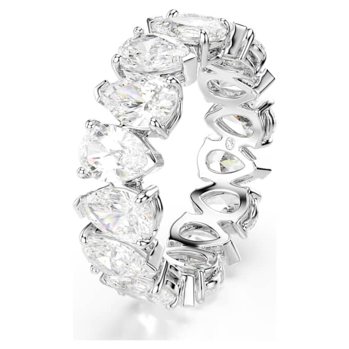 Anello Matrix Vittore con taglio a goccia, bianco, finitura argento Anello Matrix Vittore con taglio a goccia, bianco, finitura argento