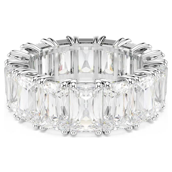 Anello Matrix Vittore con taglio baguette, bianco, placcato in rodio Anello Matrix Vittore con taglio baguette, bianco, placcato in rodio