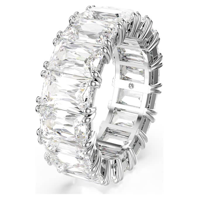 Anello Matrix Vittore con taglio baguette, bianco, placcato in rodio Anello Matrix Vittore con taglio baguette, bianco, placcato in rodio