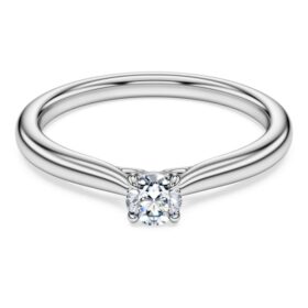 Anello solitario Eternity con diamanti sintetici 0,25 carati in totale, forma rotonda, argento sterling Anello solitario Eternity con diamanti sintetici 0,25 carati in totale, forma rotonda, argento sterling
