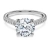 Anello solitario Eternity con diamanti sintetici 2,2 Ct in totale, forma rotonda, oro bianco 14K Anello solitario Eternity con diamanti sintetici 2,2 Ct in totale, forma rotonda, oro bianco 14K