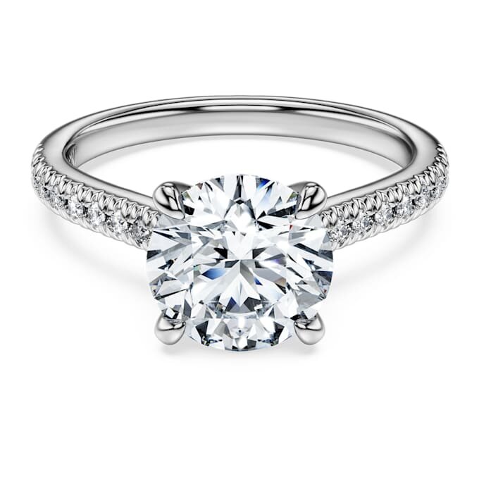 Anello solitario Eternity con diamanti sintetici 2,2 Ct in totale, forma rotonda, oro bianco 14K Anello solitario Eternity con diamanti sintetici 2,2 Ct in totale, forma rotonda, oro bianco 14K