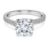 Anello solitario Eternity con diamanti sintetici 2,25 Ct Tw, forma rotonda, oro bianco 14K Anello solitario Eternity con diamanti sintetici 2,25 Ct Tw, forma rotonda, oro bianco 14K