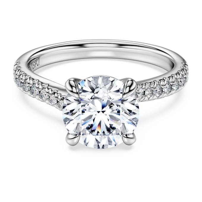 Anello solitario Eternity con diamanti sintetici 2,25 Ct Tw, forma rotonda, oro bianco 14K Anello solitario Eternity con diamanti sintetici 2,25 Ct Tw, forma rotonda, oro bianco 14K