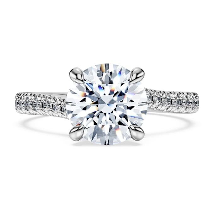 Anello solitario Eternity con diamanti sintetici 2,25 Ct Tw, forma rotonda, oro bianco 14K Anello solitario Eternity con diamanti sintetici 2,25 Ct Tw, forma rotonda, oro bianco 14K