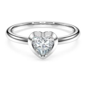 Anello solitario Eternity con diamanti sintetici da 0,5 carati in totale, a forma di cuore, in argento sterling Anello solitario Eternity con diamanti sintetici da 0,5 carati in totale, a forma di cuore, in argento sterling