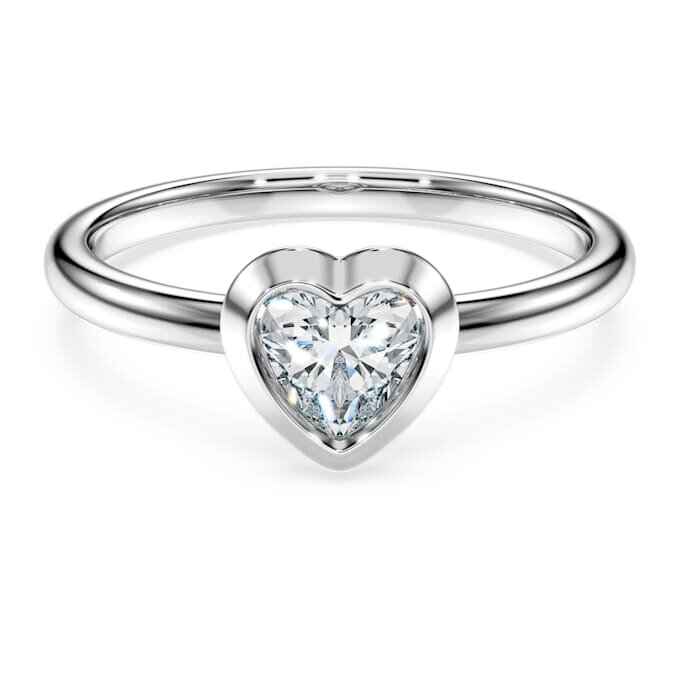 Anello solitario Eternity con diamanti sintetici da 0,5 carati in totale, a forma di cuore, in argento sterling Anello solitario Eternity con diamanti sintetici da 0,5 carati in totale, a forma di cuore, in argento sterling
