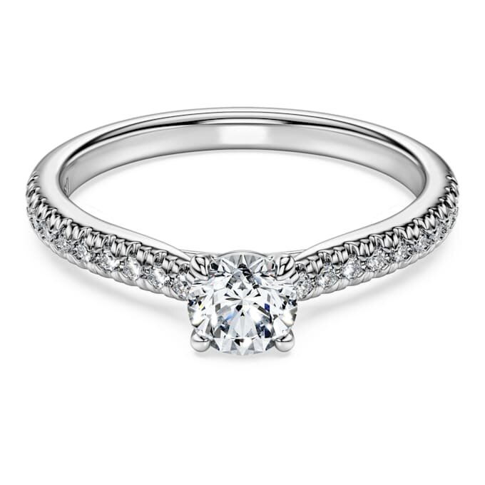 Anello solitario Eternity con diamanti sintetici da 0,7 ct in totale, forma rotonda, oro bianco 14 carati Anello solitario Eternity con diamanti sintetici da 0,7 ct in totale, forma rotonda, oro bianco 14 carati