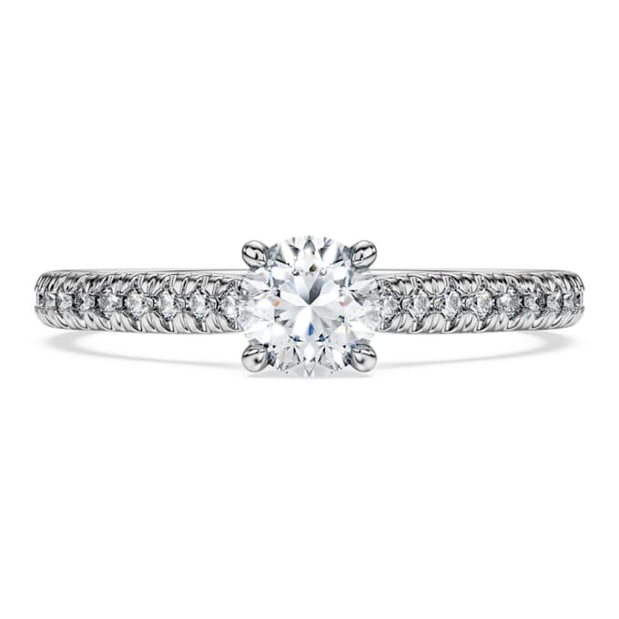 Anello solitario Eternity con diamanti sintetici da 0,7 ct in totale, forma rotonda, oro bianco 14 carati Anello solitario Eternity con diamanti sintetici da 0,7 ct in totale, forma rotonda, oro bianco 14 carati