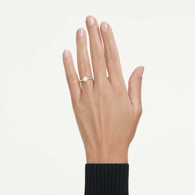 Anello solitario Eternity con diamanti sintetici da 1,2 carati in totale, forma rotonda, oro giallo 14K Anello solitario Eternity con diamanti sintetici da 1,2 carati in totale, forma rotonda, oro giallo 14K