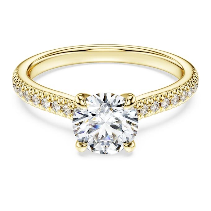 Anello solitario Eternity con diamanti sintetici da 1,2 carati in totale, forma rotonda, oro giallo 14K Anello solitario Eternity con diamanti sintetici da 1,2 carati in totale, forma rotonda, oro giallo 14K