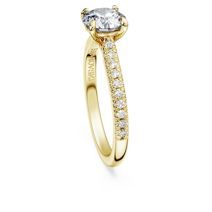 Anello solitario Eternity con diamanti sintetici da 1,2 carati in totale, forma rotonda, oro giallo 14K Anello solitario Eternity con diamanti sintetici da 1,2 carati in totale, forma rotonda, oro giallo 14K