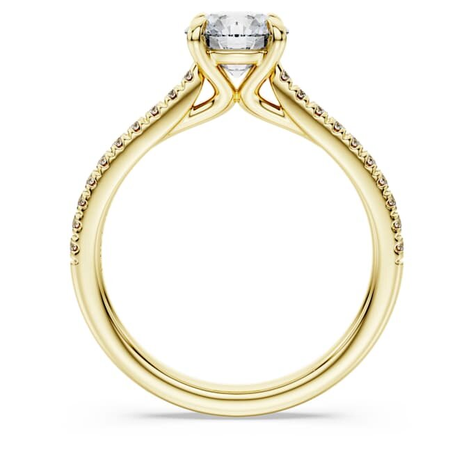 Anello solitario Eternity con diamanti sintetici da 1,2 carati in totale, forma rotonda, oro giallo 14K Anello solitario Eternity con diamanti sintetici da 1,2 carati in totale, forma rotonda, oro giallo 14K