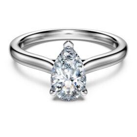 Anello solitario Eternity con diamanti sintetici da 1 carato in totale, taglio a pera, oro bianco 14K Anello solitario Eternity con diamanti sintetici da 1 carato in totale, taglio a pera, oro bianco 14K