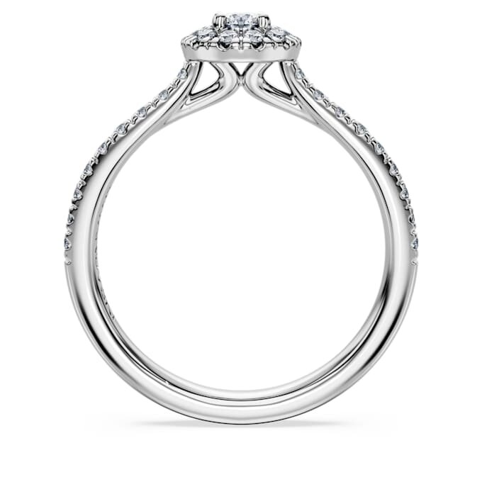 Anello solitario Eternity Halo con diamanti sintetici 0,45 carati in totale, forma rotonda, argento sterling Anello solitario Eternity Halo con diamanti sintetici 0,45 carati in totale, forma rotonda, argento sterling