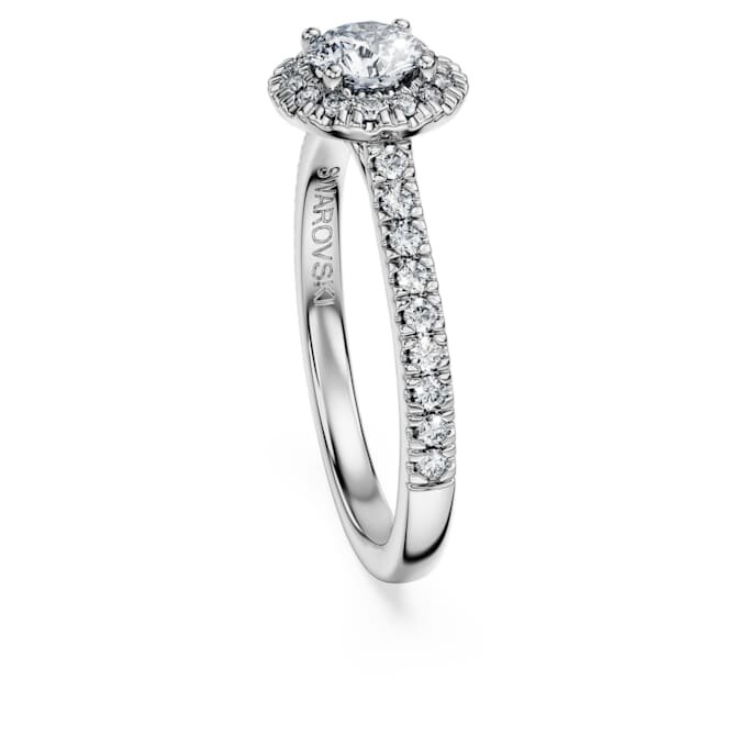 Anello solitario Eternity Halo con diamanti sintetici 0,8 carati in totale, forma rotonda, oro bianco 14K Anello solitario Eternity Halo con diamanti sintetici 0,8 carati in totale, forma rotonda, oro bianco 14K