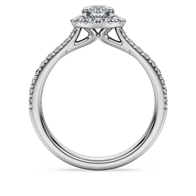 Anello solitario Eternity Halo con diamanti sintetici 0,8 carati in totale, forma rotonda, oro bianco 14K Anello solitario Eternity Halo con diamanti sintetici 0,8 carati in totale, forma rotonda, oro bianco 14K