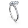 Anello solitario Eternity Halo con diamanti sintetici 1,3 carati in totale, forma a pera, oro bianco 14K