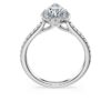 Anello solitario Eternity Halo con diamanti sintetici 1,3 carati in totale, forma a pera, oro bianco 14K