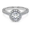 Anello solitario Eternity Halo con diamanti sintetici da laboratorio 1,33 carati in totale, forma rotonda, oro bianco 14K Anello solitario Eternity Halo con diamanti sintetici da laboratorio 1,33 carati in totale, forma rotonda, oro bianco 14K
