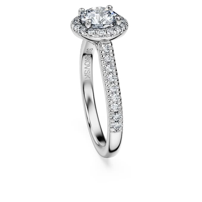 Anello solitario Eternity Halo con diamanti sintetici da laboratorio 1,33 carati in totale, forma rotonda, oro bianco 14K Anello solitario Eternity Halo con diamanti sintetici da laboratorio 1,33 carati in totale, forma rotonda, oro bianco 14K