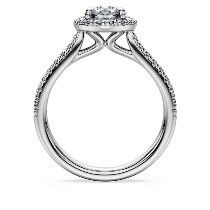 Anello solitario Eternity Halo con diamanti sintetici da laboratorio 1,33 carati in totale, forma rotonda, oro bianco 14K Anello solitario Eternity Halo con diamanti sintetici da laboratorio 1,33 carati in totale, forma rotonda, oro bianco 14K