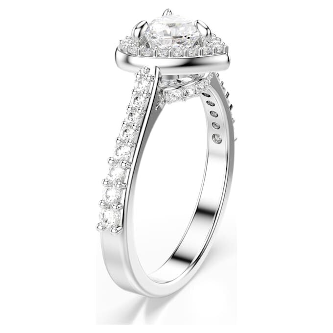 Anello Una con motivo angelico, tagli misti, cuore, bianco, placcato in rodio Anello Una con motivo angelico, tagli misti, cuore, bianco, placcato in rodio
