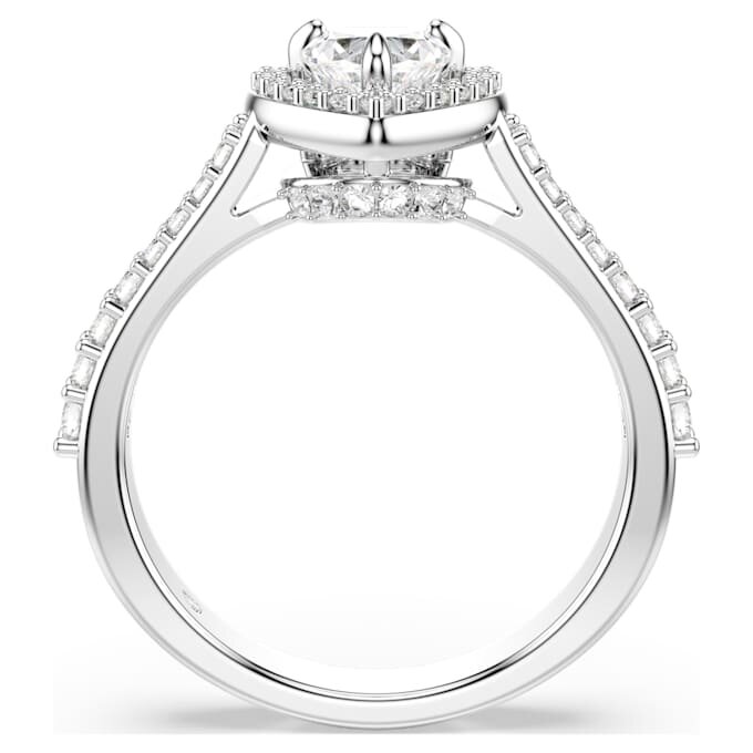 Anello Una con motivo angelico, tagli misti, cuore, bianco, placcato in rodio Anello Una con motivo angelico, tagli misti, cuore, bianco, placcato in rodio