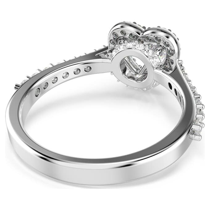 Anello Una con motivo angelico, tagli misti, cuore, bianco, placcato in rodio Anello Una con motivo angelico, tagli misti, cuore, bianco, placcato in rodio