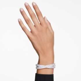 Bracciale a cuffia Hyperbola con tagli misti, Infinity, bianco, placcato in rodio Bracciale a cuffia Hyperbola con tagli misti, Infinity, bianco, placcato in rodio