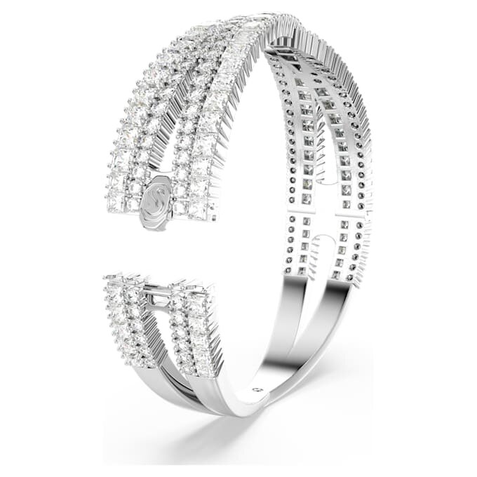 Bracciale a cuffia Hyperbola con tagli misti, Infinity, bianco, placcato in rodio Bracciale a cuffia Hyperbola con tagli misti, Infinity, bianco, placcato in rodio