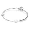 Bracciale a forma di serpente con tagli misti, Anno del Serpente, bianco, placcato in rodio