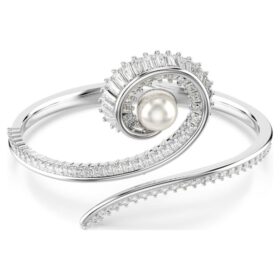 Bracciale Ariana Grande X Swarovski con perla di cristallo, taglio baguette, bianco, placcato in rodio Bracciale Ariana Grande X Swarovski con perla di cristallo, taglio baguette, bianco, placcato in rodio