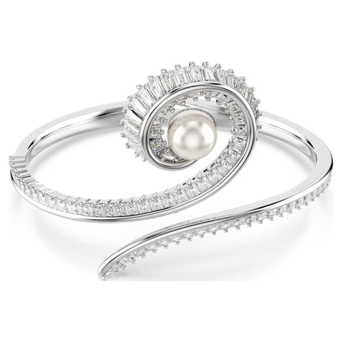 Bracciale Ariana Grande X Swarovski con perla di cristallo, taglio baguette, bianco, placcato in rodio Bracciale Ariana Grande X Swarovski con perla di cristallo, taglio baguette, bianco, placcato in rodio
