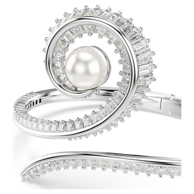 Bracciale Ariana Grande X Swarovski con perla di cristallo, taglio baguette, bianco, placcato in rodio Bracciale Ariana Grande X Swarovski con perla di cristallo, taglio baguette, bianco, placcato in rodio