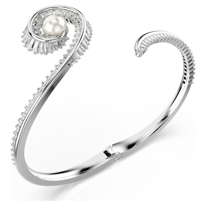 Bracciale Ariana Grande X Swarovski con perla di cristallo, taglio baguette, bianco, placcato in rodio Bracciale Ariana Grande X Swarovski con perla di cristallo, taglio baguette, bianco, placcato in rodio