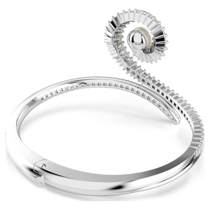 Bracciale Ariana Grande X Swarovski con perla di cristallo, taglio baguette, bianco, placcato in rodio Bracciale Ariana Grande X Swarovski con perla di cristallo, taglio baguette, bianco, placcato in rodio