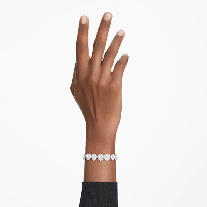 Bracciale Ariana Grande X Swarovski con tagli misti, cuori, bianco, placcato in rodio Bracciale Ariana Grande X Swarovski con tagli misti, cuori, bianco, placcato in rodio