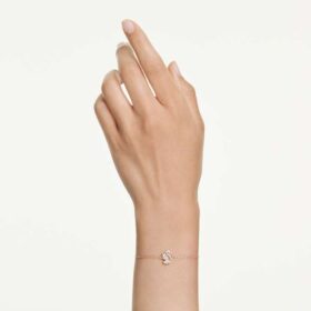 Bracciale Cigno con tagli misti, Cigno, Bianco, placcato in oro rosa Bracciale Cigno con tagli misti, Cigno, Bianco, placcato in oro rosa