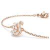 Bracciale Cigno con tagli misti, Cigno, Bianco, placcato in oro rosa Bracciale Cigno con tagli misti, Cigno, Bianco, placcato in oro rosa