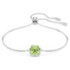 Bracciale con pietra natale a taglio quadrato, agosto, verde, placcato in rodio Bracciale con pietra natale a taglio quadrato, agosto, verde, placcato in rodio