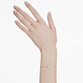 Bracciale con pietra natale a taglio quadrato, aprile, bianco, placcato in rodio Bracciale con pietra natale a taglio quadrato, aprile, bianco, placcato in rodio