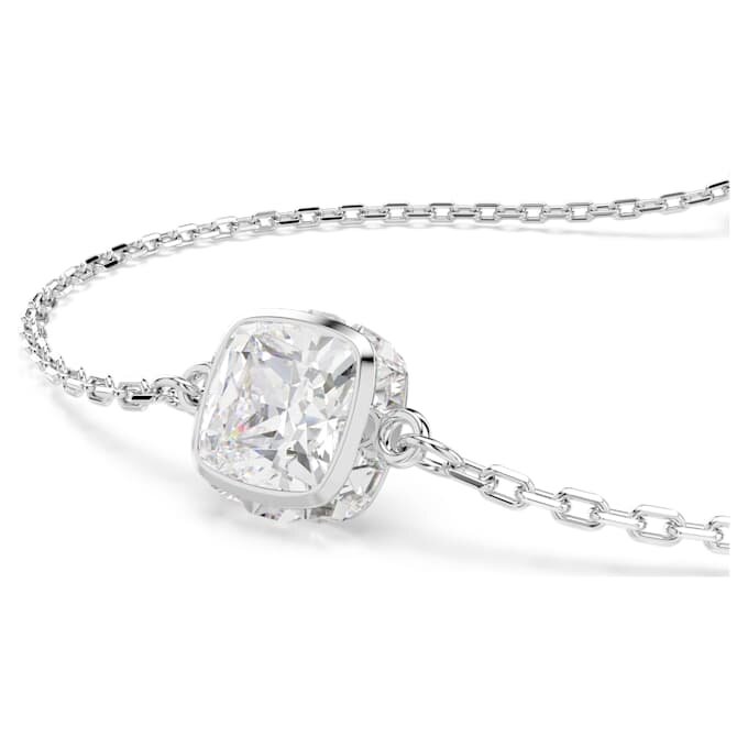 Bracciale con pietra natale a taglio quadrato, aprile, bianco, placcato in rodio Bracciale con pietra natale a taglio quadrato, aprile, bianco, placcato in rodio
