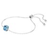 Bracciale con pietra natale a taglio quadrato, dicembre, blu, placcato in rodio Bracciale con pietra natale a taglio quadrato, dicembre, blu, placcato in rodio